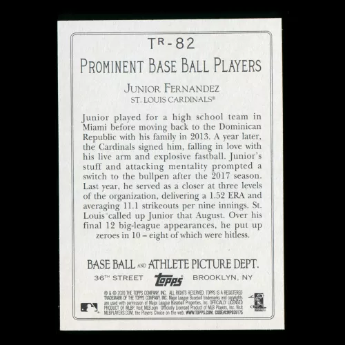 Junior Fernandez RC 2020 Topps Turkey Red Rookie Cardinals