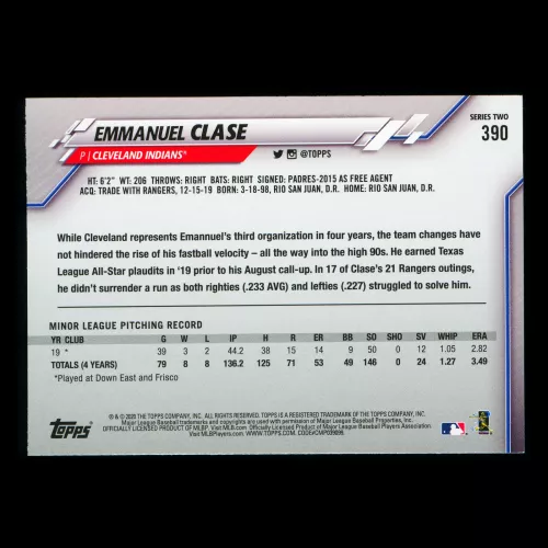 Emmanuel Clase RC 2020 Topps Rookie Indians