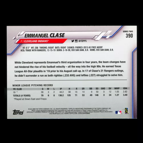 Emmanuel Clase RC 2020 Topps Rookie Indians