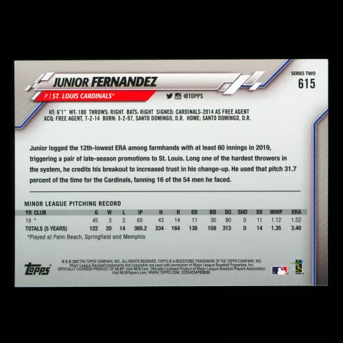 Junior Fernandez RC 2020 Topps Rookie Cardinals