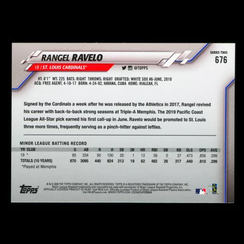Rangel Ravelo RC 2020 Topps Rookie Cardinals