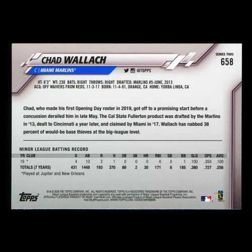 Chad Wallach RC 2020 Topps Rookie Marlins