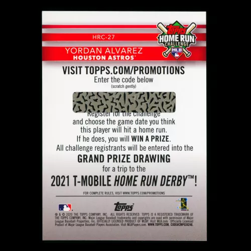 Yordan Alvarez RC 2020 Topps Home Run Challenge Rookie Astros