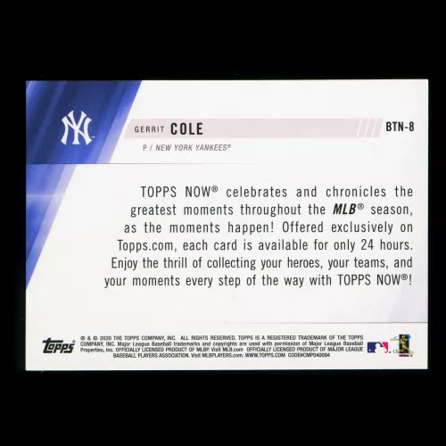 Gerrit Cole 2020 Topps - Best of Topps Now Yankees