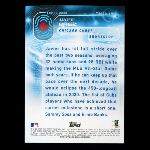 Javier Baez 2020 Topps 2030 White Sox