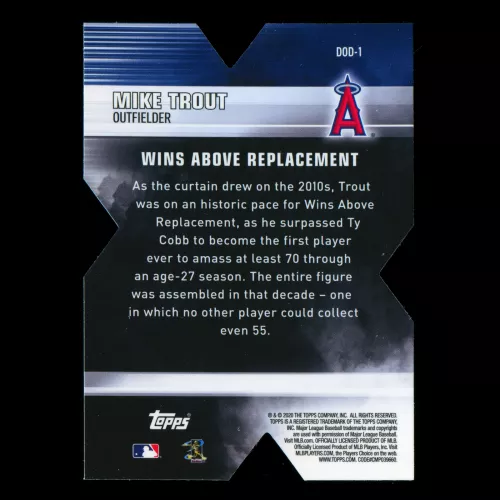 Mike Trout 2020 Topps Chrome Wins Above Replacement 2010s Die Cut Angels