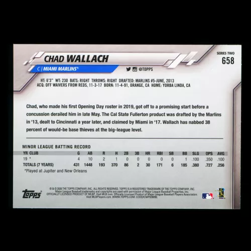 Chad Wallach RC 2020 Topps Rookie Marlins