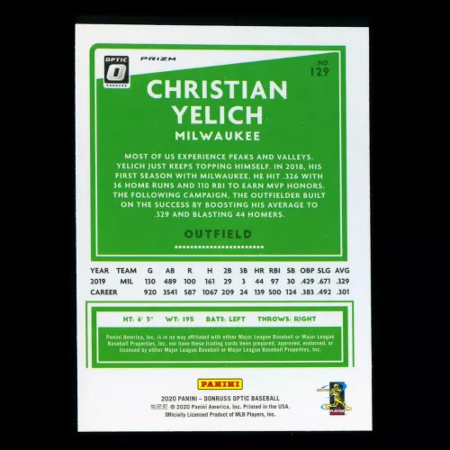 Christian Yelich 2020 Optic Pink Brewers