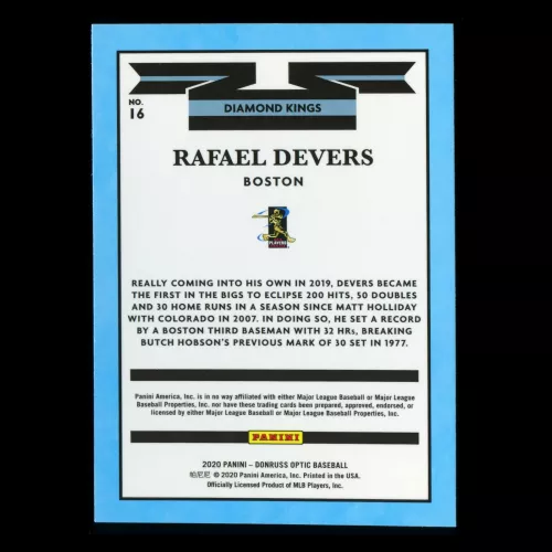 Rafael Devers 2020 Optic Diamond Kings Red Sox