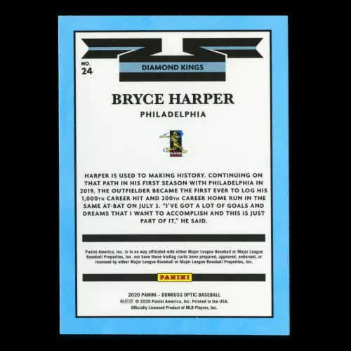 Bryce Harper 2020 Optic Diamond Kings Phillies