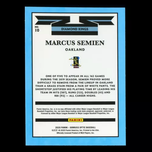 Marcus Semien 2020 Optic Diamond Kings Athletics