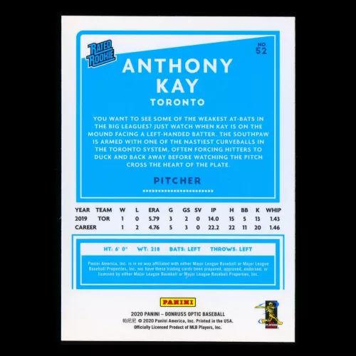 Anthony Kay RR 2020 Optic Rated Rookie Blue Jays
