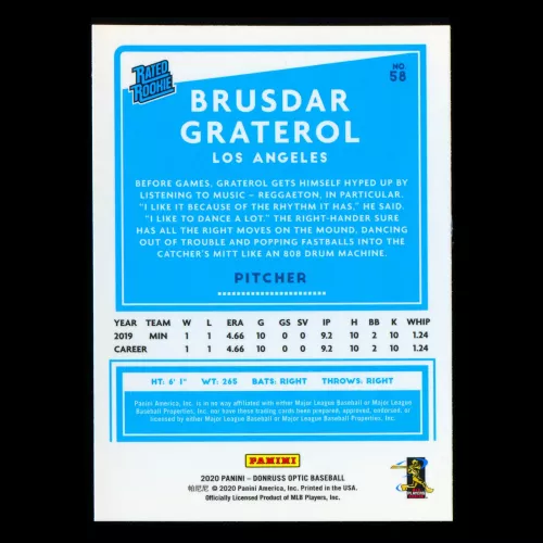 Brusdar Graterol RR 2020 Optic Rated Rookie Dodgers