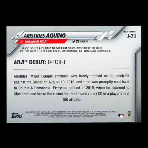 Aristides Aquino RC 2020 Topps Rookie Reds
