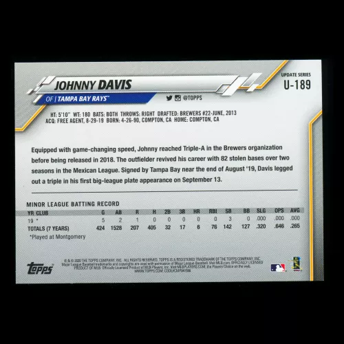 Johnny Davis RC 2020 Topps Rookie Rays