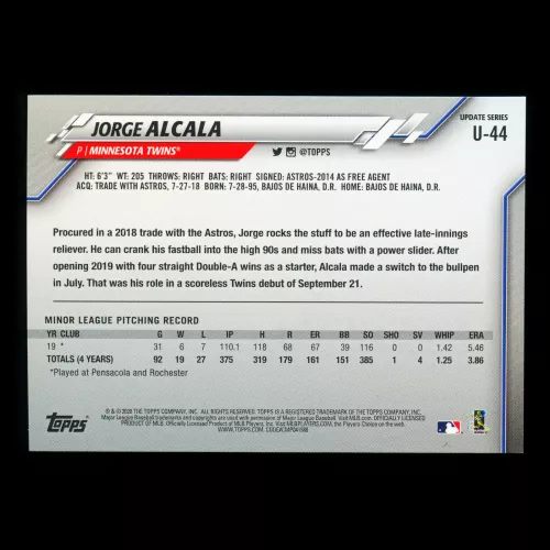 Jorge Alcala RC 2020 Topps Rookie Twins