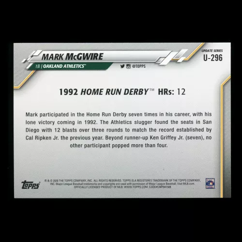 Mark McGwire 2020 Topps Home Run Derby Athletics