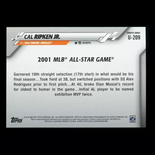 Cal Ripken Jr. 2020 Topps All-Star Game Orioles