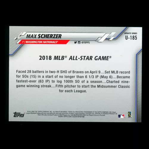 Max Scherzer 2020 Topps All-Star Game Nationals
