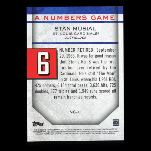 Stan Musial 2020 Topps A Numbers Game - 6 Cardinals