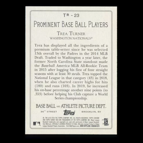 Trea Turner 2020 Topps Turkey Red Nationals