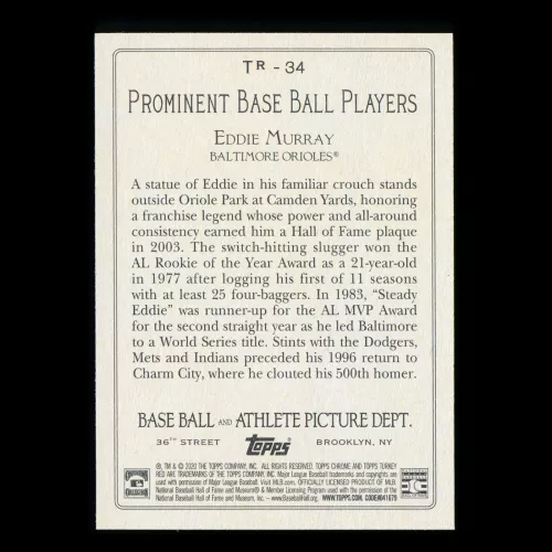 Eddie Murray 2020 Topps Turkey Red Orioles