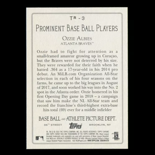 Ozzie Albies 2020 Topps Turkey Red Braves