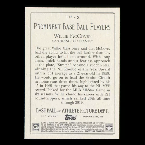 Willie McCovey 2020 Topps Turkey Red Giants