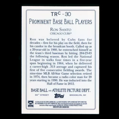 Ron Santo 2020 Topps Chrome Turkey Red Chrome Cubs