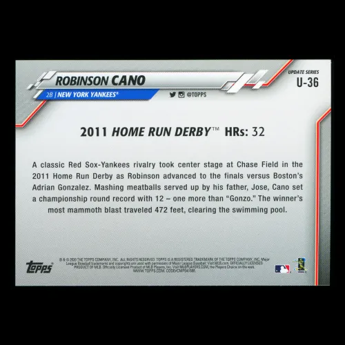 Robinson Cano 2020 Topps Home Run Derby Yankees