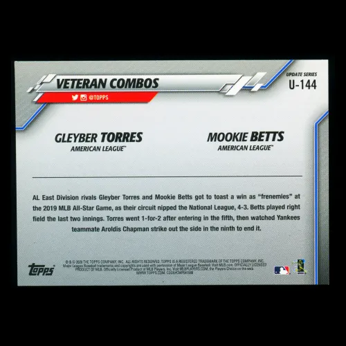 Gleyber Torres | Mookie Betts 2020 Topps Veteran Combos American League