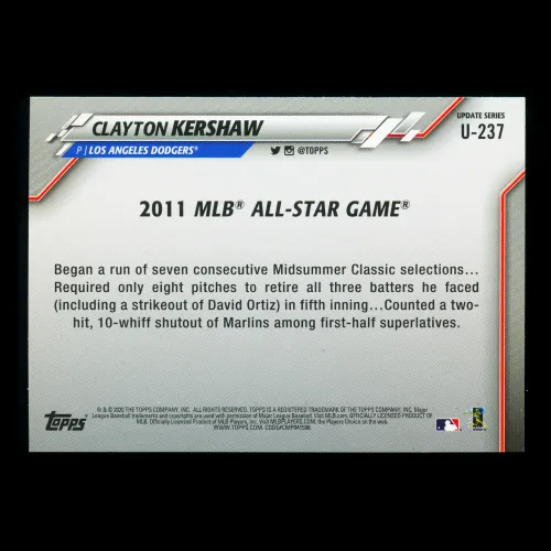 Clayton Kershaw 2020 Topps All-Star Game Dodgers