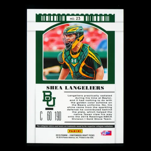 Shea Langeliers 2019 Contenders Draft Picks Season Ticket Bears