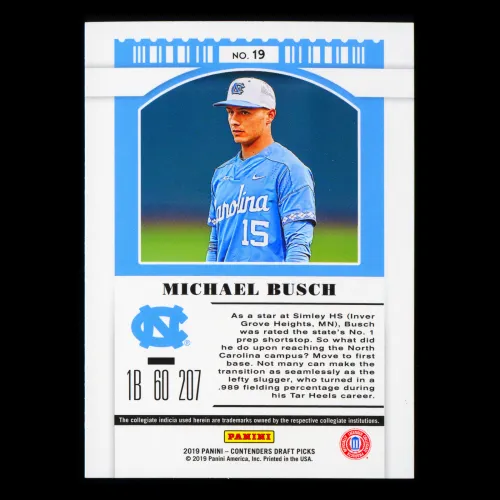 Michael Busch 2019 Contenders Draft Picks Season Ticket Tar Heels