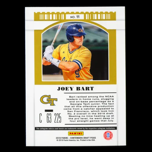 Joey Bart 2019 Contenders Draft Picks Season Ticket Yellow Jackets
