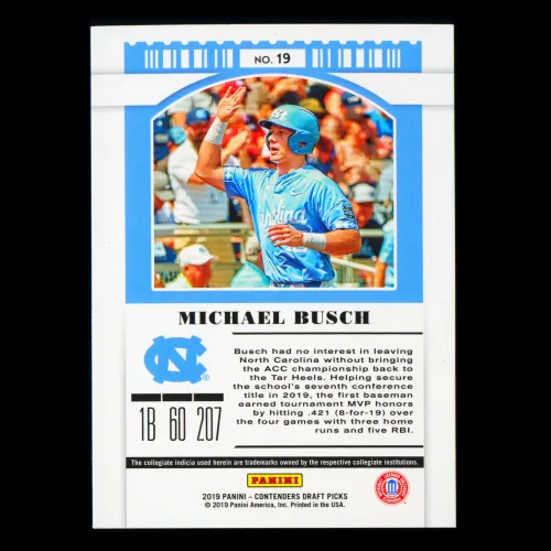 Michael Busch 2019 Contenders Draft Picks Season Ticket Tar Heels