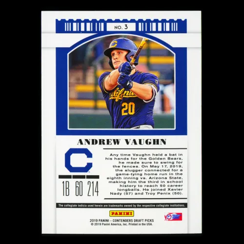 Andrew Vaughn 2019 Contenders Draft Picks Season Ticket Golden Bears