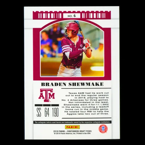 Braden Shwmake 2019 Contenders Draft Picks Season Ticket Aggies