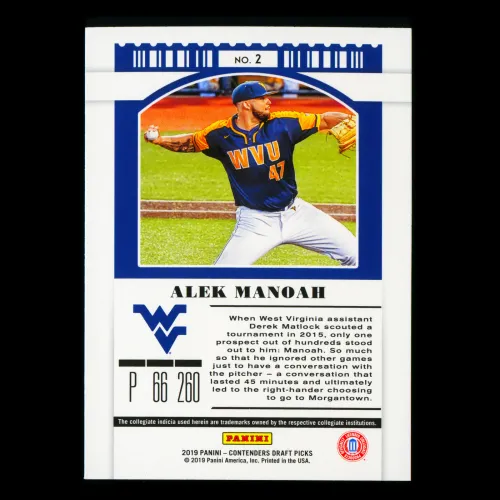 Alek Manoah 2019 Contenders Draft Picks Season Ticket Mountaineers