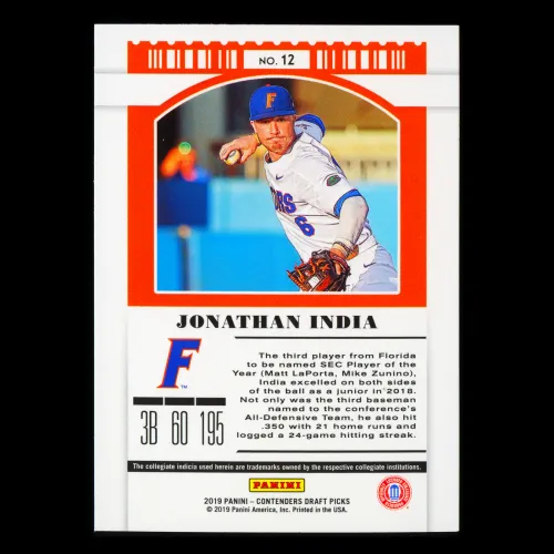 Jonathan India 2019 Contenders Draft Picks Season Ticket Gators