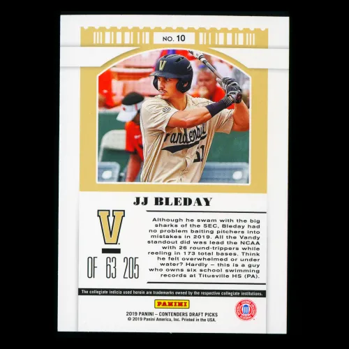 JJ Bleday 2019 Contenders Draft Picks Season Ticket Commodores