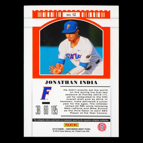 Jonathan India 2019 Contenders Draft Picks Season Ticket Gators