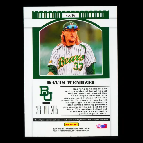 Davis Wendzel 2019 Contenders Draft Picks Season Ticket Bears