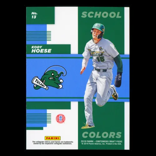 Kody Hoese 2019 Contenders Draft Picks School Colors Green Wave