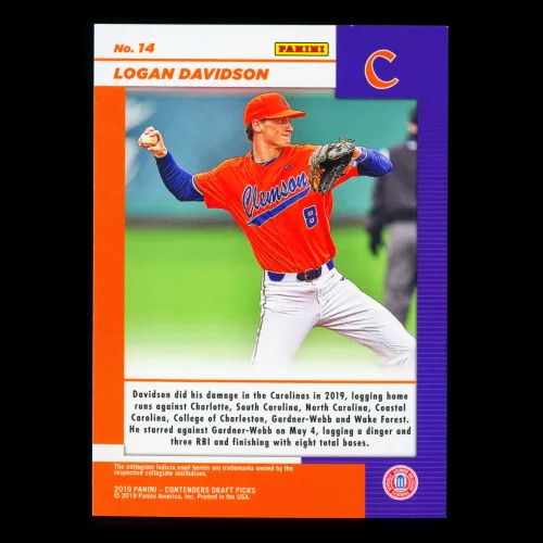 Logan Davidson 2019 Contenders Draft Picks Game Day Ticket Tigers