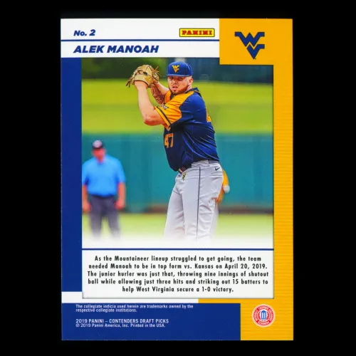 Alek Manoah 2019 Contenders Draft Picks Game Day Ticket Mountaineers