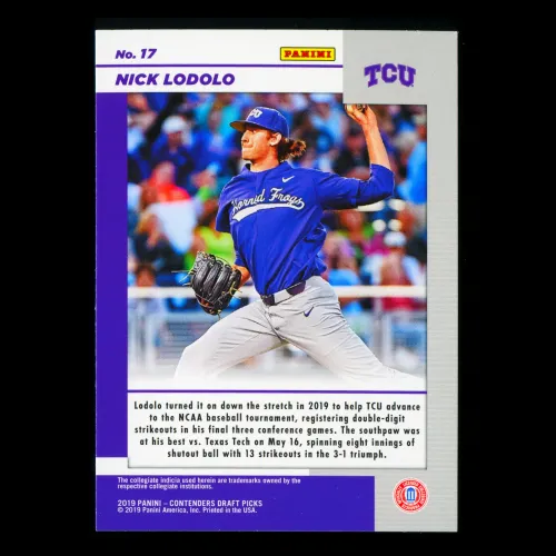 Nick Lodolo 2019 Contenders Draft Picks Game Day Ticket Horned Frogs