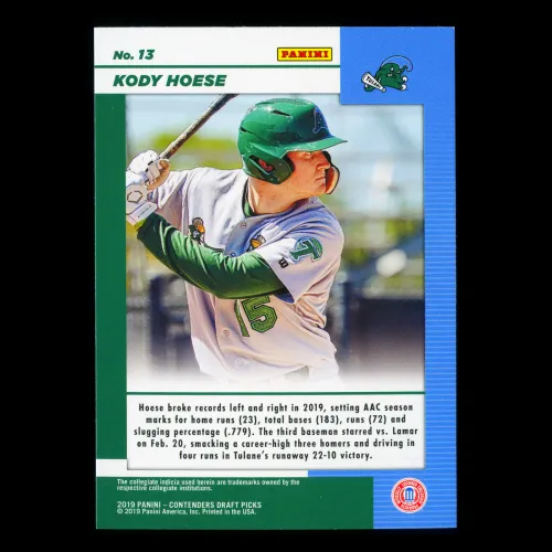 Kody Hoese 2019 Contenders Draft Picks Game Day Ticket Green Wave