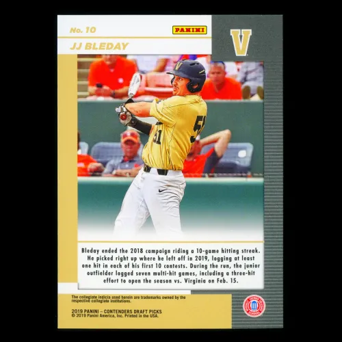 JJ Bleday 2019 Contenders Draft Picks Game Day Ticket Commodores