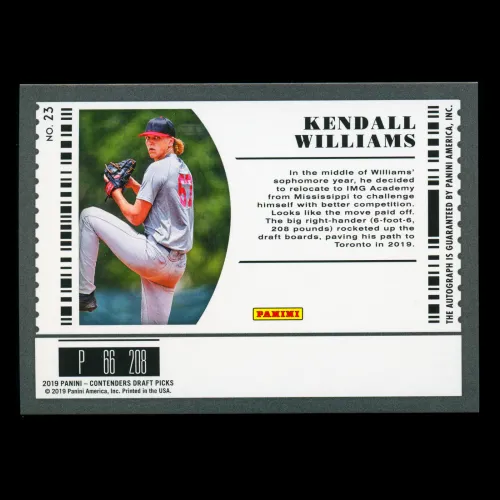 Kendall Williams 2019 Contenders Draft Picks Playoff Ticket Auto Blue Jays 10/18